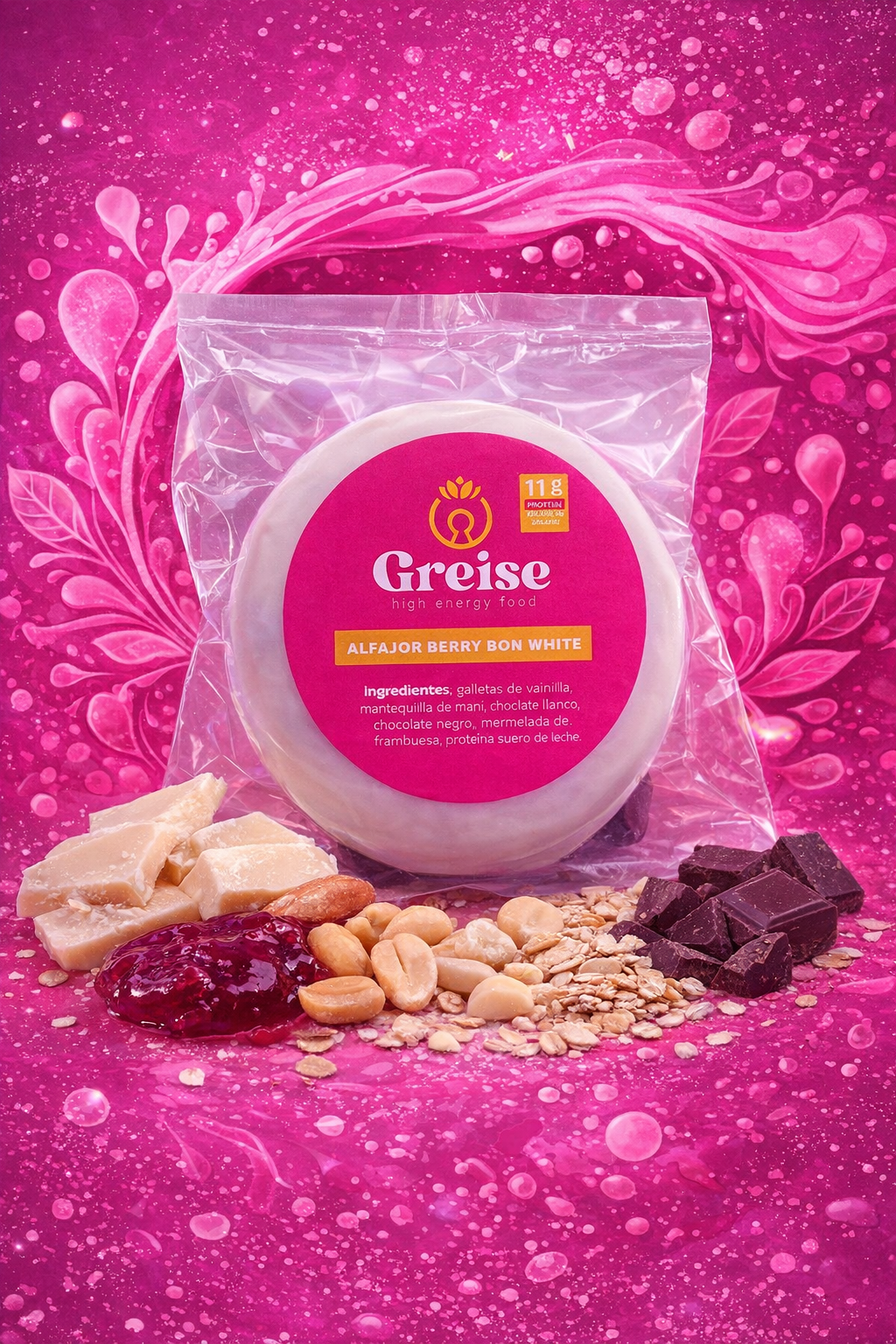 Alfajor proteico “Berry Bon White”